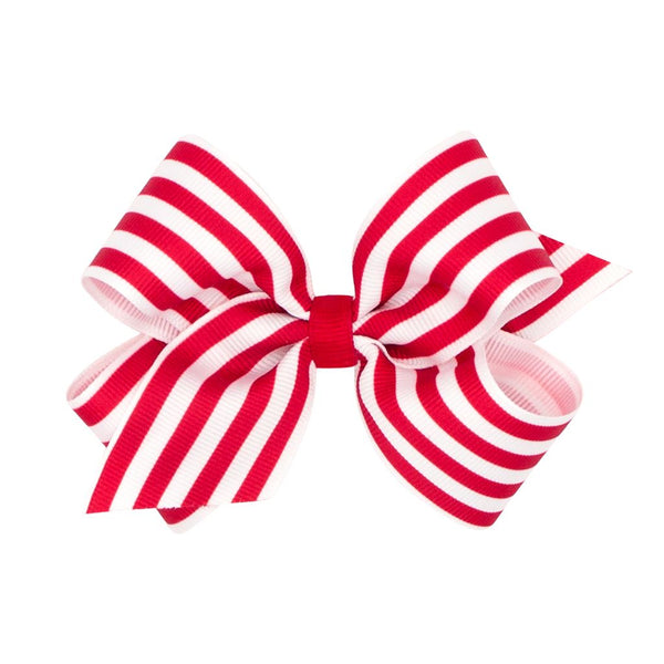 Striped Print Grosgrain Medium Bow