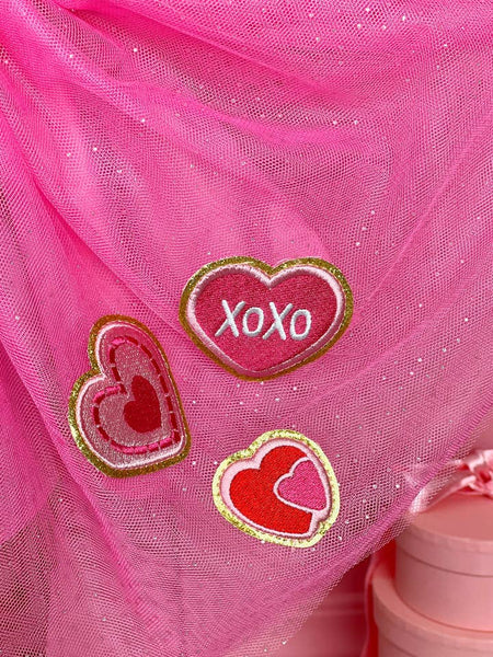 Xoxo Embroidered Sweater and Heart Patch Tutu Skirt Se