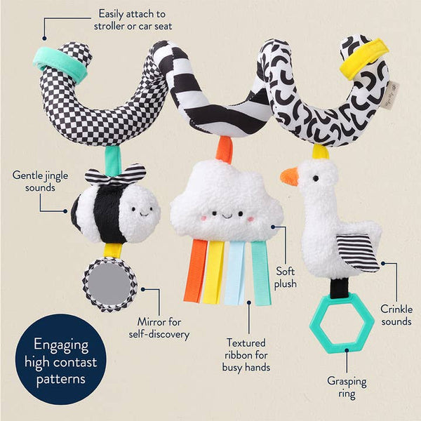 Itzy Bitzy Spiral Car Seat Activity Toy - Black & White