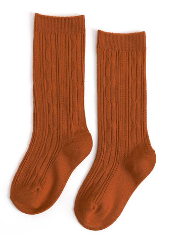 Cable Knit Knee High Socks-Pumpkin Spice