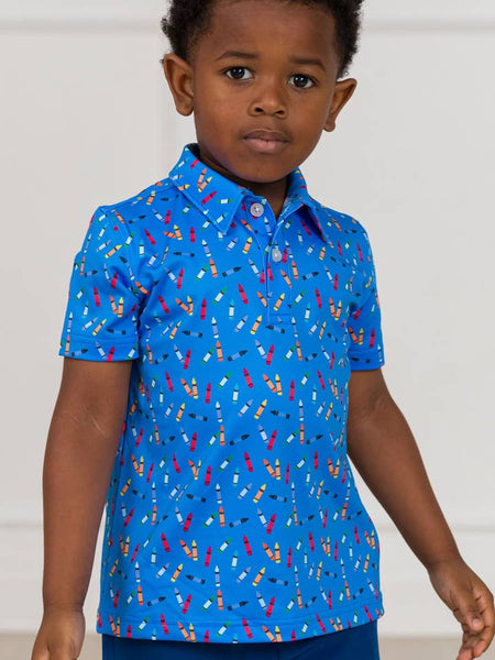 Tiny Crayons Knit Short Sleeve Performance Polo
