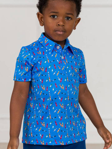 Tiny Crayons Knit Short Sleeve Performance Polo