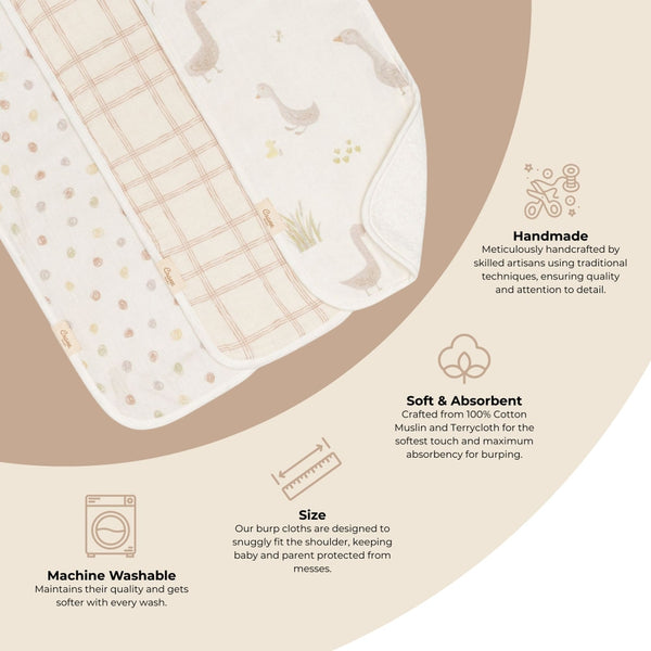 Charlie 3-pc. Farmhouse Goose Burp Cloth Set
