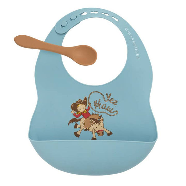 Fresh & Messy Silicone Bib & Spoon Set - Yee Haw