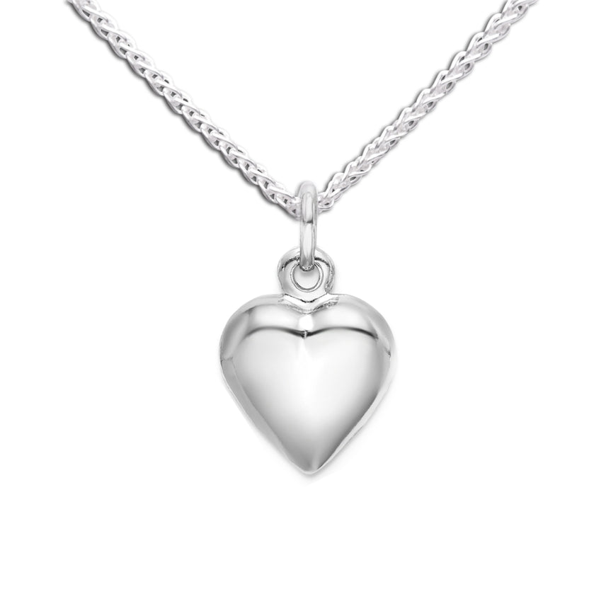 Sterling Silver Puff Heart Necklace