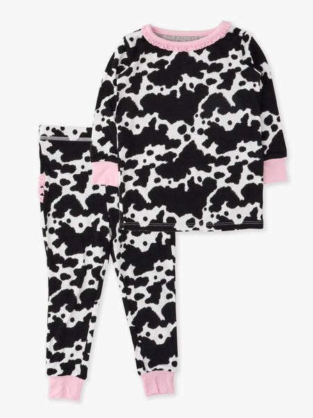 Moo Crew Ruffle Long Sleeve Pajama Set with Signature Rear Ruffles