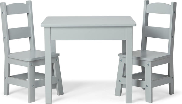 Melissa and Doug Wooden Table & 2 Chairs - Gray
