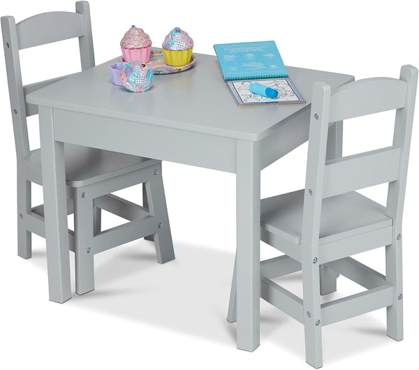 Melissa and Doug Wooden Table & 2 Chairs - Gray