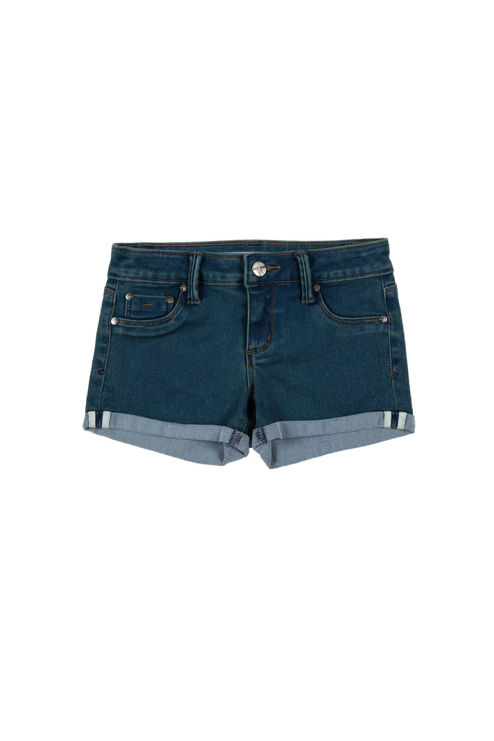 Indigo 5 pocket basic shorts with mini roll
