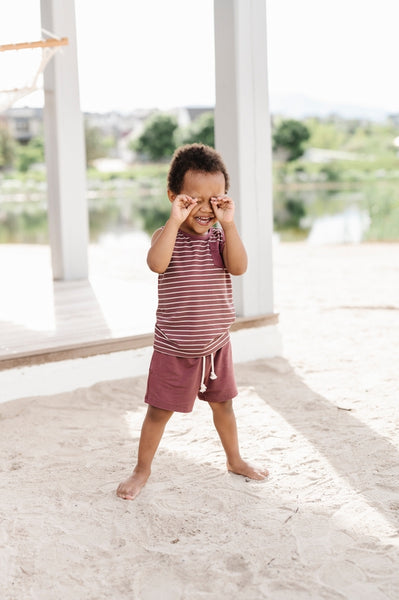 Burgundy Pocket Tank and Short Set