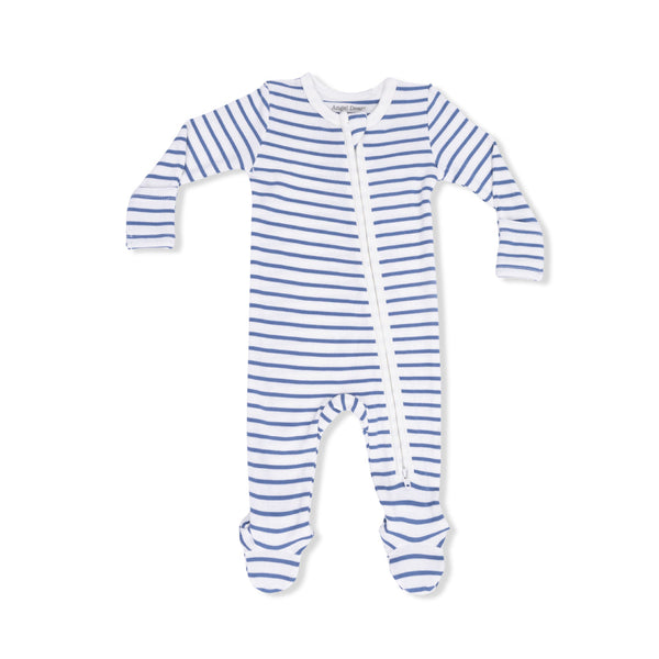 Navy Stripe  2 Way Zipper Footie