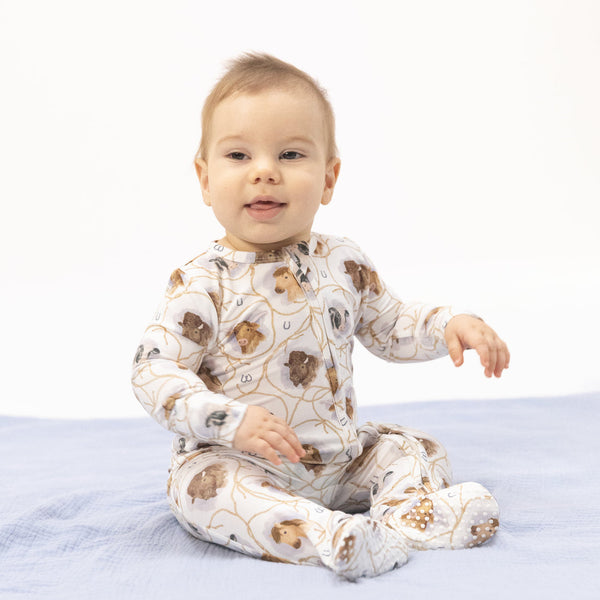 Farm Animals Rope Cameos  2 Way Zip Footie