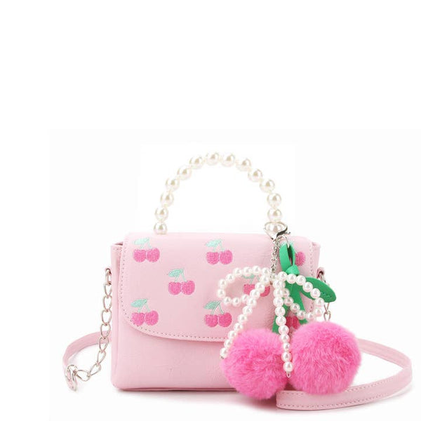 Cherry Pearl Handle Crossbody Bag with Charm