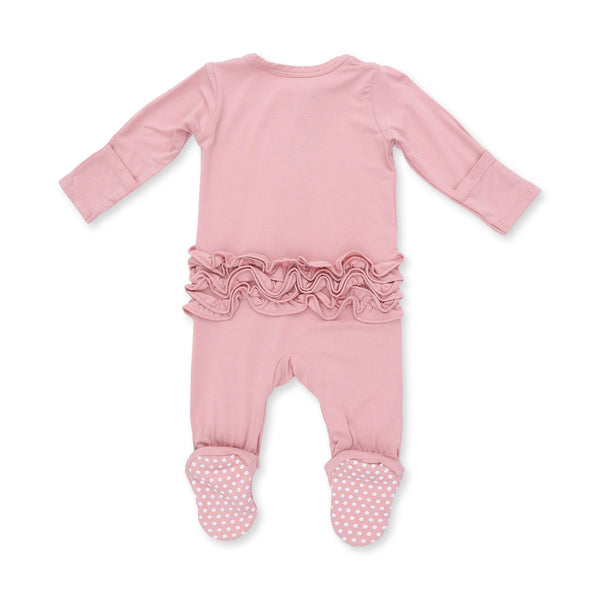 Mellow Rose  2 Way Ruffle Back Zipper Footie