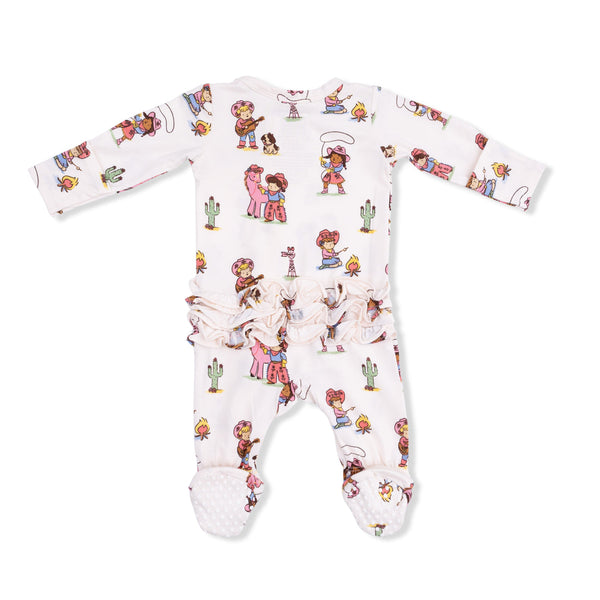 Vintage Cowgirls  2 Way Ruffle Back Zipper Footie