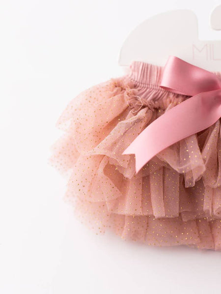 Vintage Pink & Gold Glitter Ruffle Tutu Bloomer