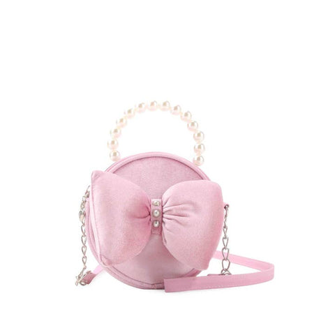 OMG Velvet Bow Round Crossbody Bag