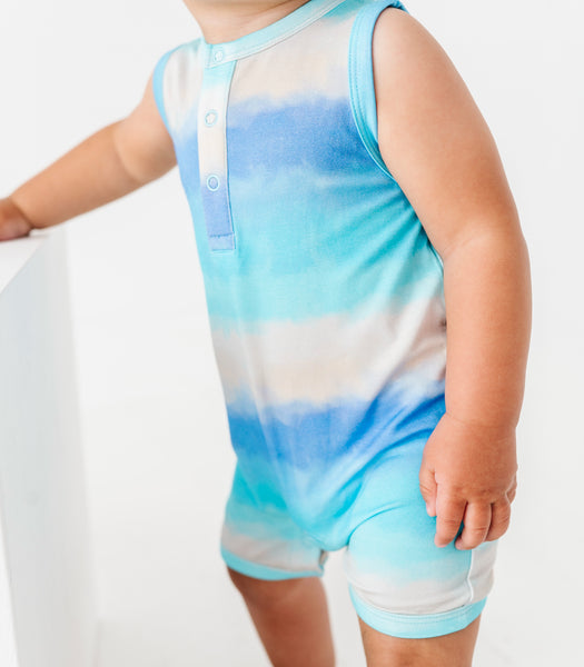Blue/Ivory Ombré Shortie Romper