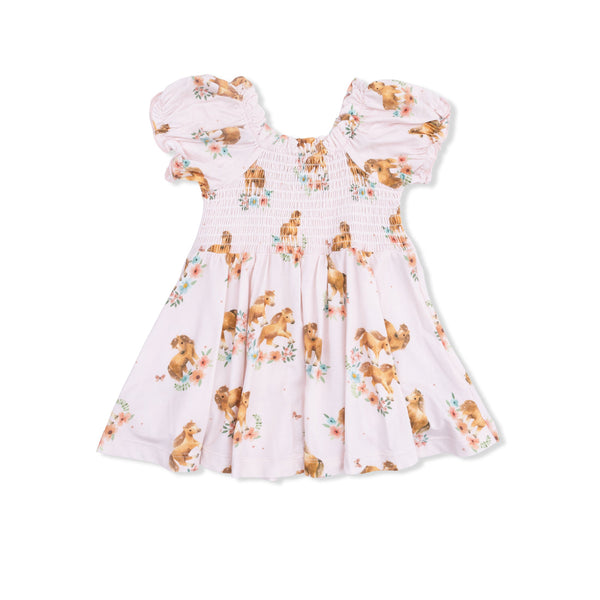 Pink Ponies  Smocked Twirly Dress