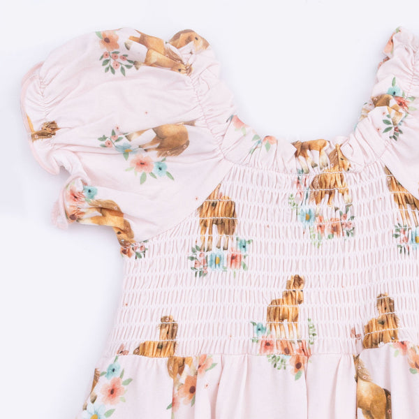 Pink Ponies  Smocked Twirly Dress