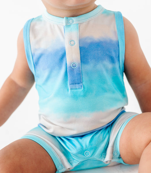 Blue/Ivory Ombré Shortie Romper