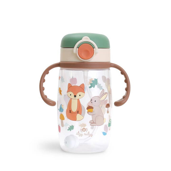 Itzy Sips™ - Straw Cup with Snap-Close Lid- Woodland