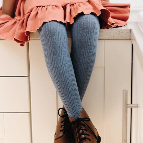Denim Cable Knit Tights