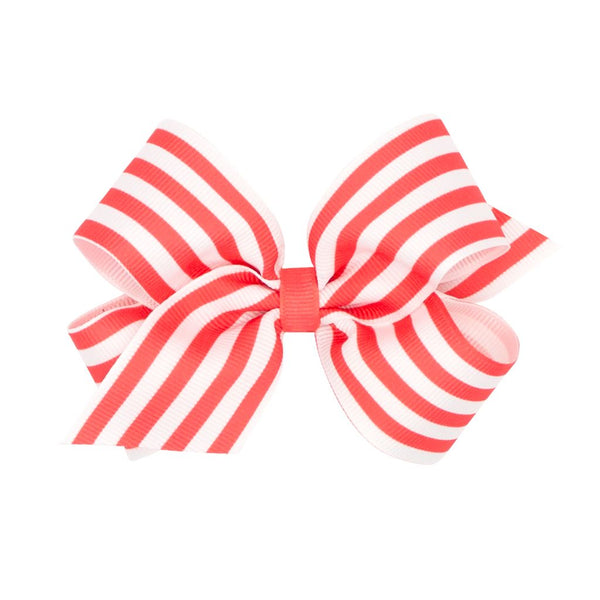Striped Print Grosgrain Medium Bow