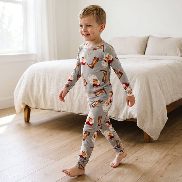 Big Kid Pajama Set - Jolly Western Santa
