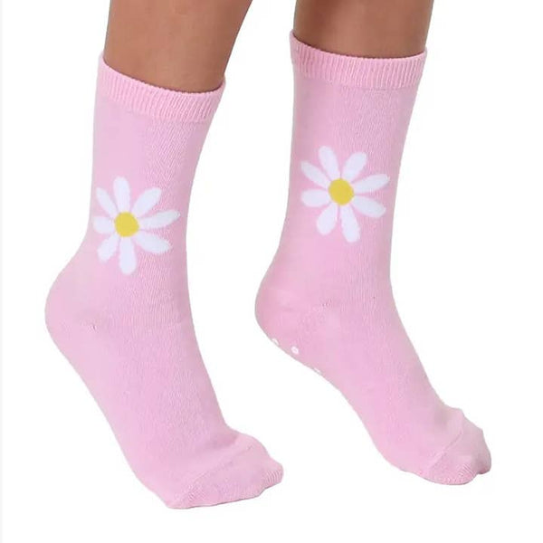 Pink Daisy Crew Socks