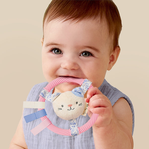 Itzy Ring Pal™ - Teething Ring with Plush Character - Pink Kitty