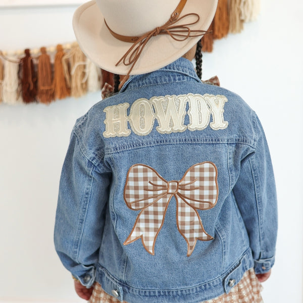 Howdy Gingham Bow Patch Denim Jacket