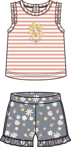 Striped Daisy Top & Shorts