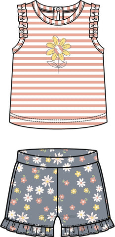 Striped Daisy Top & Shorts