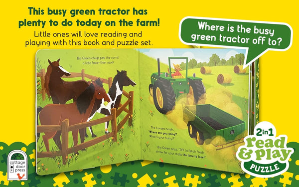 John Deere Kids Busy Green Tractor Book & Puzzle