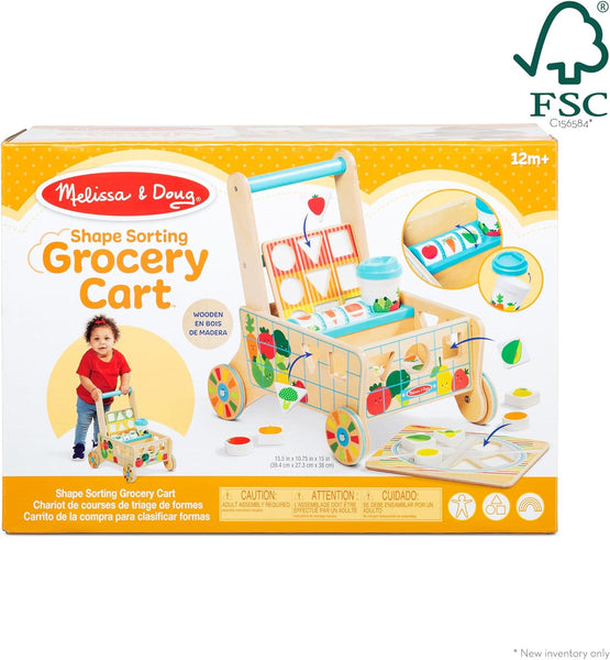 MD Wooden Shape Sorting Grocery Cart