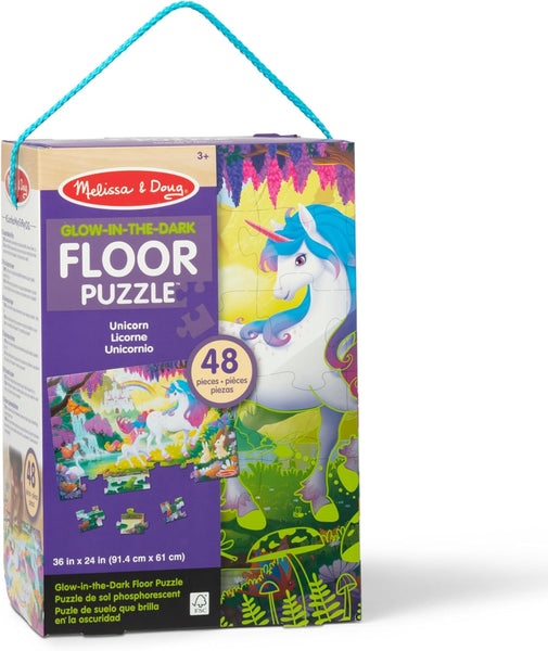 MD Glow-in-The-Dark Unicorn Jumbo Floor Puzzle, 48-Piece