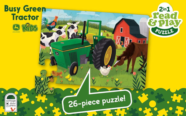 John Deere Kids Busy Green Tractor Book & Puzzle