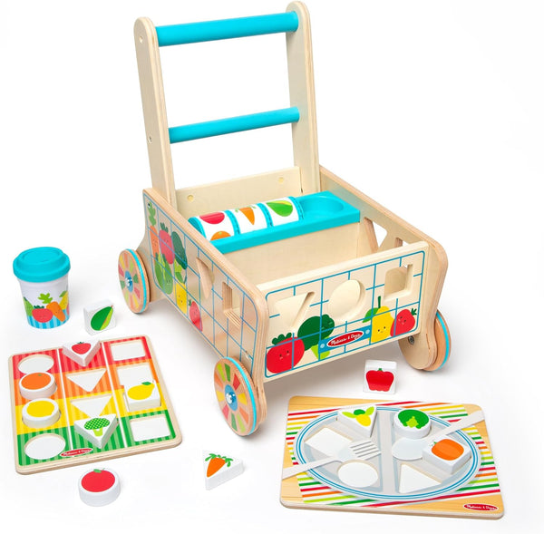 MD Wooden Shape Sorting Grocery Cart