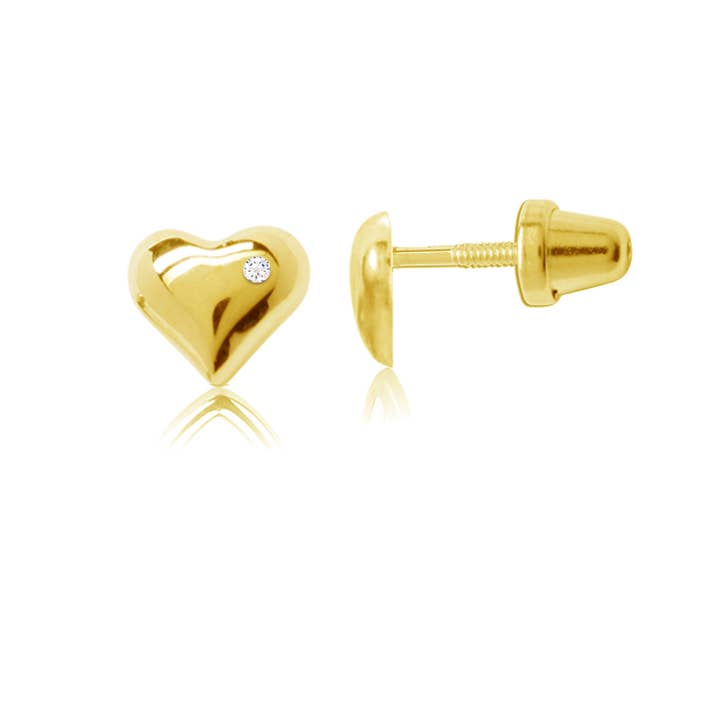 CM 14K Gold Puff Heart Earrings