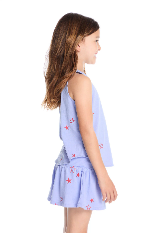 Tossed Stars Powder Blue Tank & Peplum Skort Set