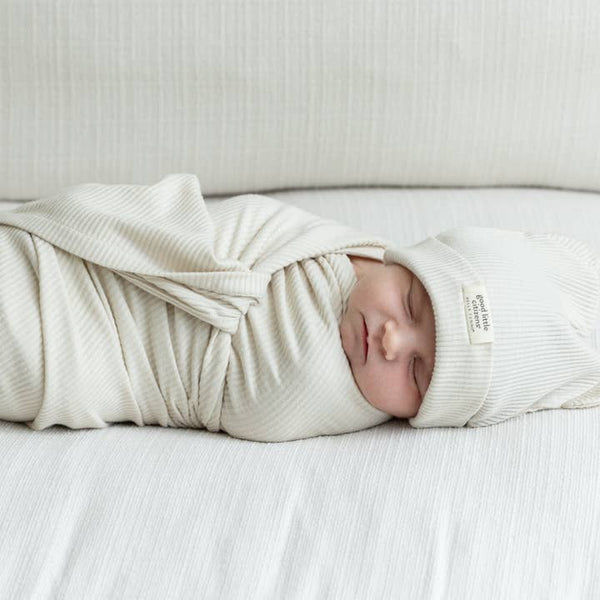 BT Linen Rib Swaddle & Beanie Set