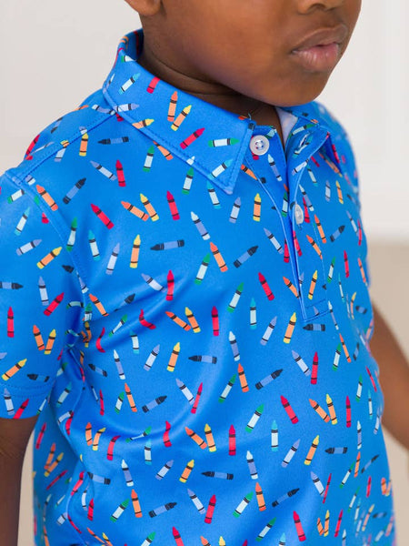 Tiny Crayons Knit Short Sleeve Performance Polo