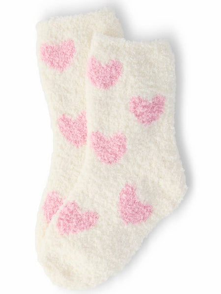 Coconut/Light Pink Heart Cozy Socks