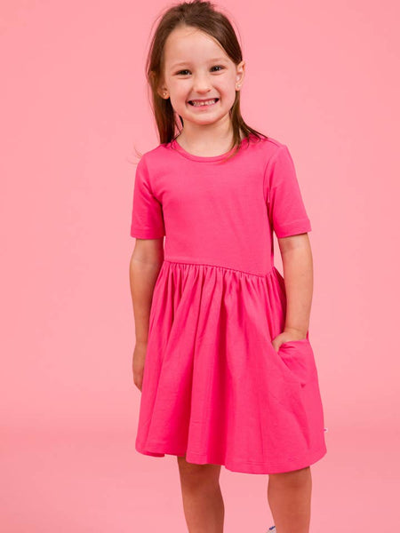 Hot Pink Knit Twirl Dress & Bright Blossom Ruffle Leggings