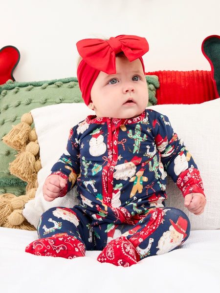 Giddy Up Santa Western Christmas Convertible Footie Pajama