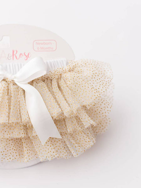 White & Gold Glitter Ruffle Tutu Bloomer