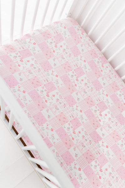 Pink Patchwork Crib Sheet