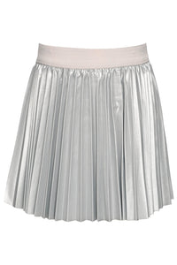 Silver Pleated Faux Leather Skirt