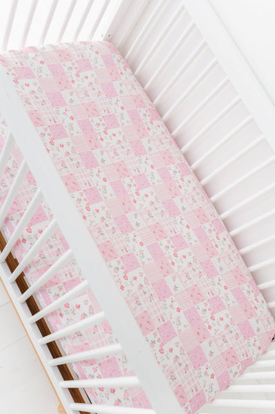 Pink Patchwork Crib Sheet